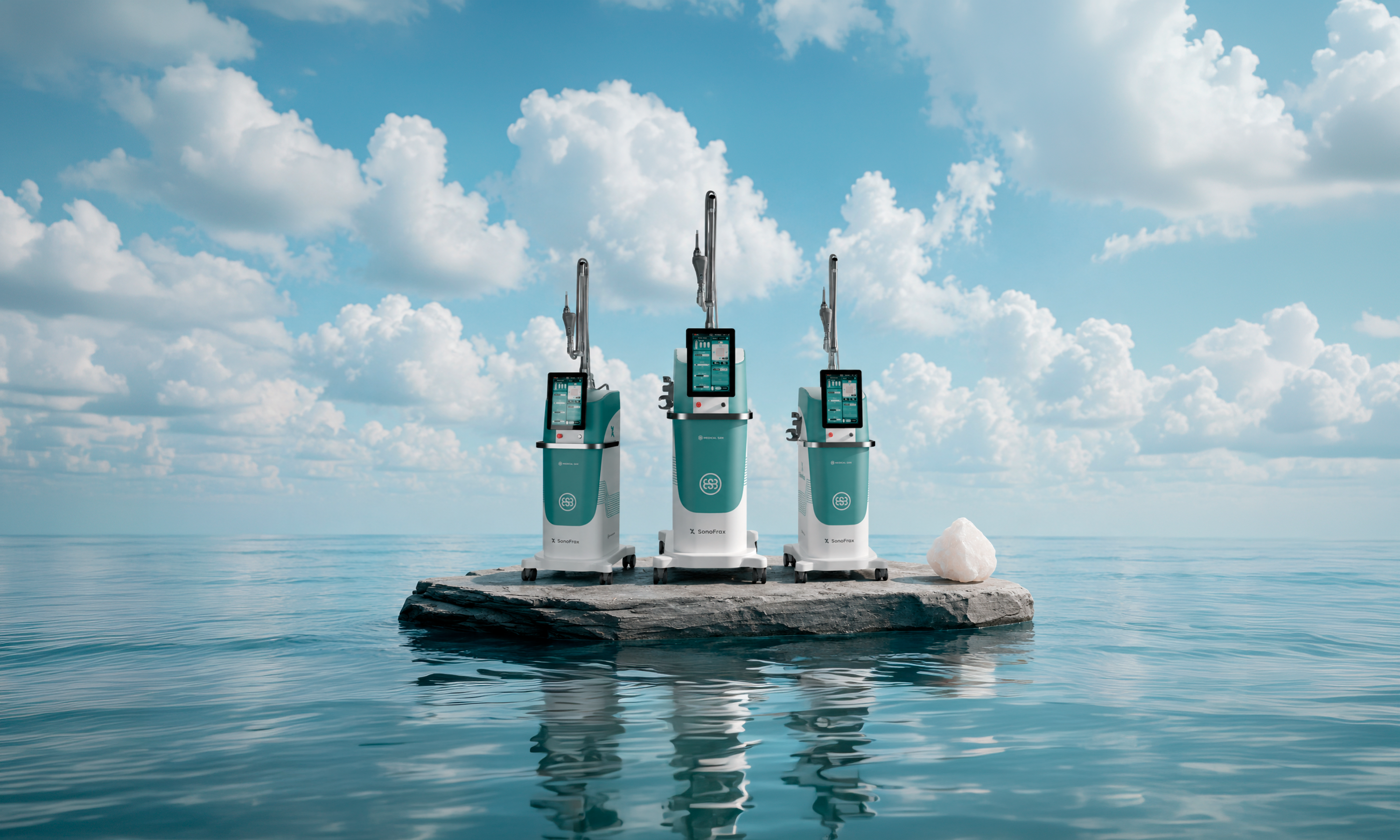Linha de equipamentos SonoFrax sobre uma plataforma no mar